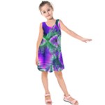 Evening Crystal Primrose, Abstract Night Flowers Kids  Sleeveless Dress