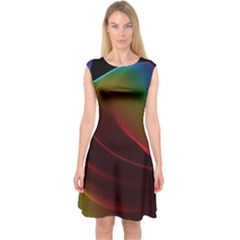 Liquid Rainbow, Abstract Wave Of Cosmic Energy  Capsleeve Midi Dress by DianeClancy