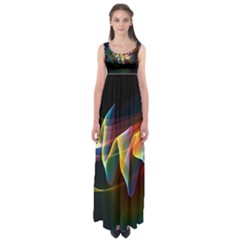 Northern Lights, Abstract Rainbow Aurora Empire Waist Maxi Dress by DianeClancy