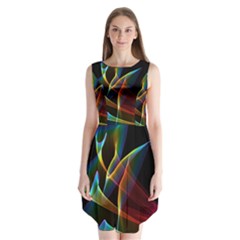 Peacock Symphony, Abstract Rainbow Music Sleeveless Chiffon Dress   by DianeClancy