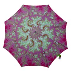 Raspberry Lime Surprise, Abstract Sea Garden  Hook Handle Umbrellas (medium)