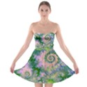 Rose Apple Green Dreams, Abstract Water Garden Strapless Bra Top Dress View1