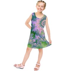 Rose Apple Green Dreams, Abstract Water Garden Kids  Tunic Dress