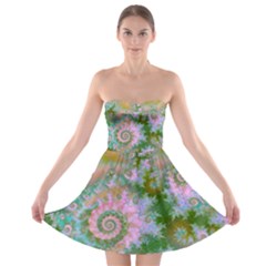 Rose Forest Green, Abstract Swirl Dance Strapless Bra Top Dress by DianeClancy