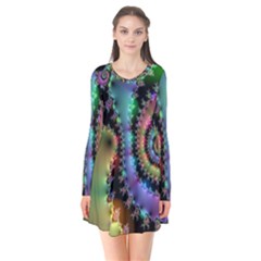 Satin Rainbow, Spiral Curves Through The Cosmos Flare Dress by DianeClancy