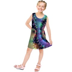 Satin Rainbow, Spiral Curves Through The Cosmos Kids  Tunic Dress by DianeClancy