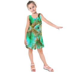 Spring Leaves, Abstract Crystal Flower Garden Kids  Sleeveless Dress by DianeClancy