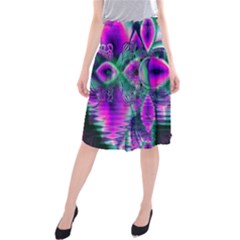  Teal Violet Crystal Palace, Abstract Cosmic Heart Midi Beach Skirt by DianeClancy