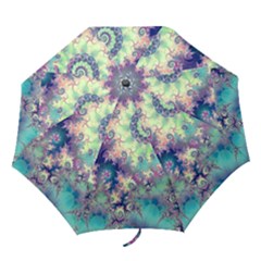 Violet Teal Sea Shells, Abstract Underwater Forest (purple Sea Horse, Abstract Ocean Waves  Folding Umbrellas by DianeClancy