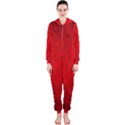 Decorative Red Christmas Background With Snowflakes Hooded Jumpsuit (Ladies)  View1