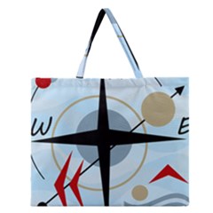 Compass Zipper Large Tote Bag