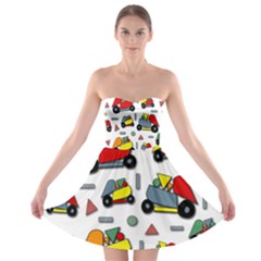 Toy Cars Pattern Strapless Bra Top Dress by Valentinaart