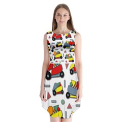 Toy Cars Pattern Sleeveless Chiffon Dress  