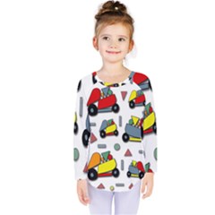 Toy Cars Pattern Kids  Long Sleeve Tee