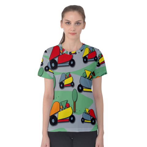 Toy Car Pattern Women s Cotton Tee by Valentinaart