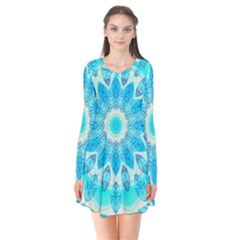 Blue Ice Goddess, Abstract Crystals Of Love Flare Dress by DianeClancy