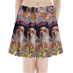 Chi Chi In Butterflies, Chihuahua Dog In Cute Hat Pleated Mini Skirt by DianeClancy