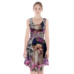 Chi Chi In Flowers, Chihuahua Puppy In Cute Hat Racerback Midi Dress by DianeClancy