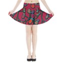 Red floral pattern Mini Flare Skirt View3