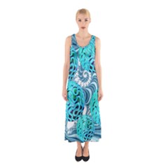 Teal Sea Forest, Abstract Underwater Ocean Sleeveless Maxi Dress by DianeClancy