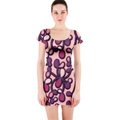 Pink And Purple Pattern Short Sleeve Bodycon Dress by Valentinaart