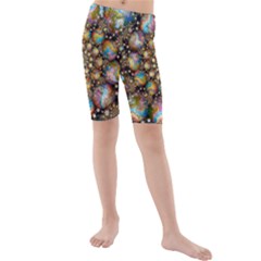 Marbled Spheres Spiral Kids  Mid Length Swim Shorts by WolfepawFractals