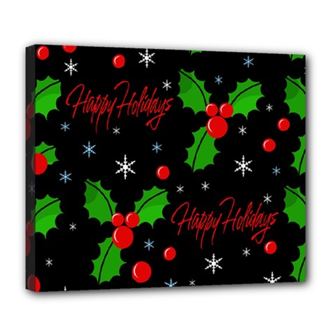 Happy Holidays Pattern Deluxe Canvas 24  X 20  