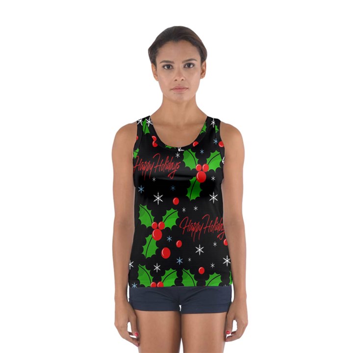 Happy holidays pattern Women s Sport Tank Top 