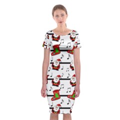 Xmas Song Pattern Classic Short Sleeve Midi Dress