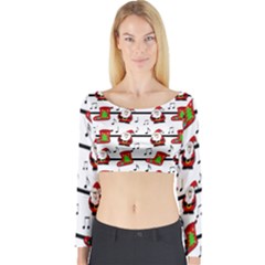 Xmas Song Pattern Long Sleeve Crop Top by Valentinaart