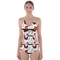 Xmas Song Pattern Cut-out One Piece Swimsuit by Valentinaart