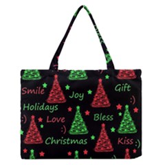 New Year Pattern - Red And Green Medium Zipper Tote Bag by Valentinaart