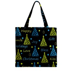 New Year Pattern - Blue And Yellow Zipper Grocery Tote Bag by Valentinaart