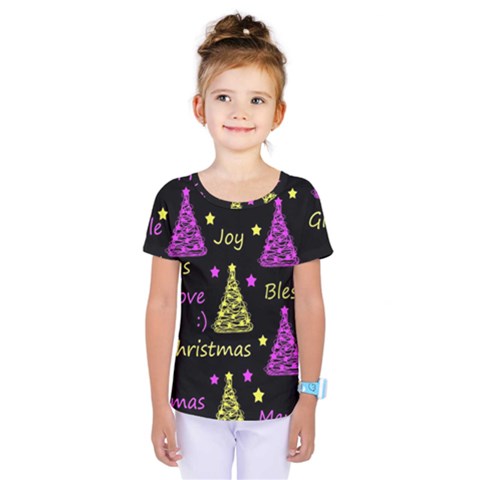 New Year Pattern - Yellow And Purple Kids  One Piece Tee by Valentinaart