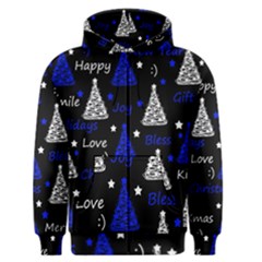 New Year pattern - blue Men s Zipper Hoodie