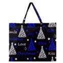 New Year pattern - blue Zipper Large Tote Bag View1