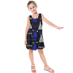 New Year pattern - blue Kids  Sleeveless Dress