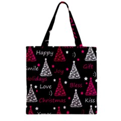 New Year Pattern - Magenta Zipper Grocery Tote Bag by Valentinaart