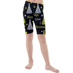 New Year Pattern - Yellow Kids  Mid Length Swim Shorts by Valentinaart