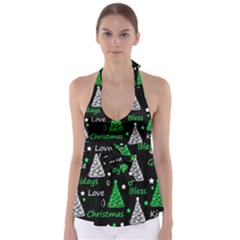 New Year Pattern - Green Babydoll Tankini Top by Valentinaart