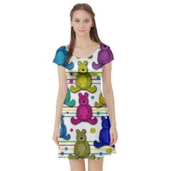 Teddy Bear Short Sleeve Skater Dress by Valentinaart