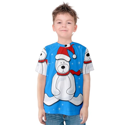 Polar Bear - Blue Kids  Cotton Tee by Valentinaart