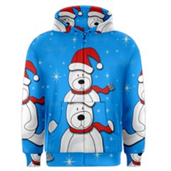 Polar Bear - Blue Men s Zipper Hoodie by Valentinaart