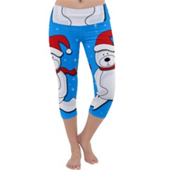 Polar Bear - Blue Capri Yoga Leggings by Valentinaart