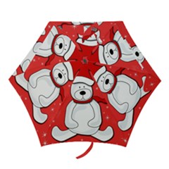 Polar Bear - Red Mini Folding Umbrellas by Valentinaart