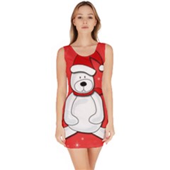 Polar Bear - Red Sleeveless Bodycon Dress by Valentinaart