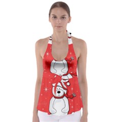 Polar Bear - Red Babydoll Tankini Top by Valentinaart