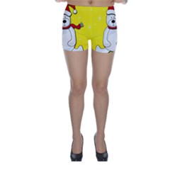 Polar Bear - Yellow Skinny Shorts by Valentinaart