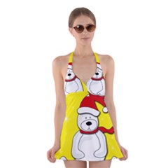 Polar Bear - Yellow Halter Swimsuit Dress by Valentinaart