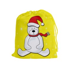 Polar Bear - Yellow Drawstring Pouches (extra Large) by Valentinaart